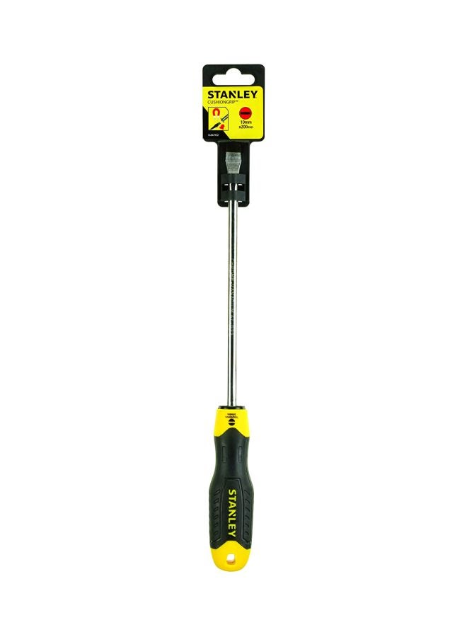 Stanley Screwdriver Flat 10mmx200mm Flared Cushion Grip 0-64-922 Silver/Yellow/Black  - Image 2