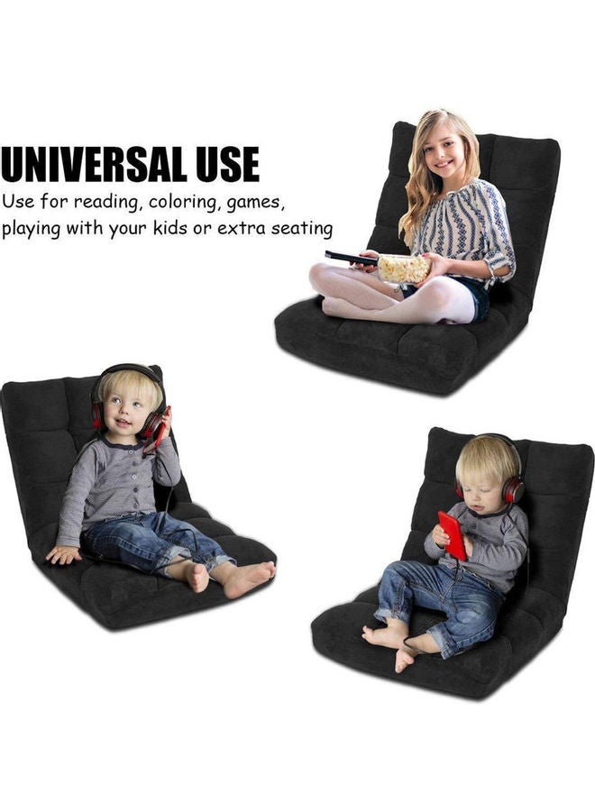 A TO Z Floor Chair Foldable Lounger Black - Image 3