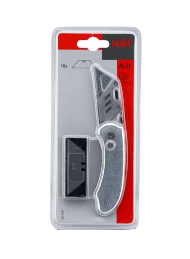 suki Folding Trapezoid Back Knife Silver/Grey 