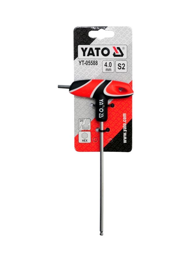 Yato T-Handle Hex Key With Ball Silver/Red/Black - Image 2