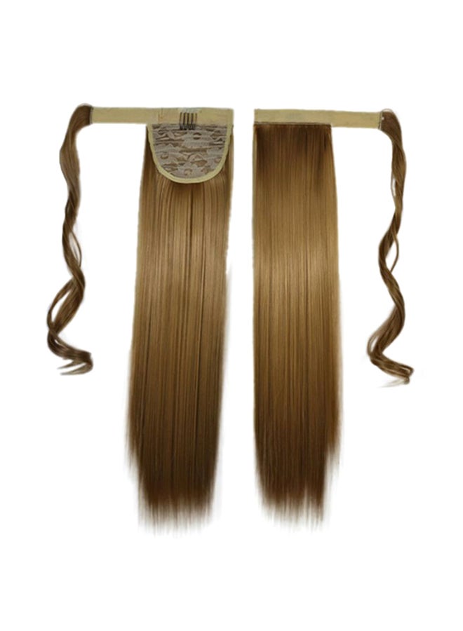 Voberry 2-Piece Straight Pony Tail Wig Set Brown 55x11cm