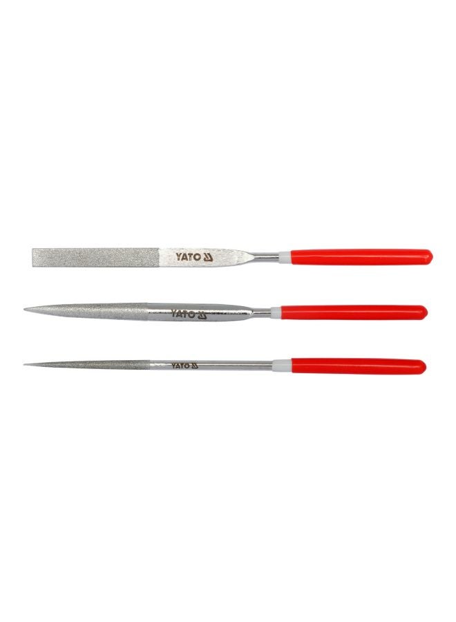 Yato 3-Piece Diamond Needle File Set 4X160X50mm YT-6150 Silver/Red 4x160mm  - Image 1