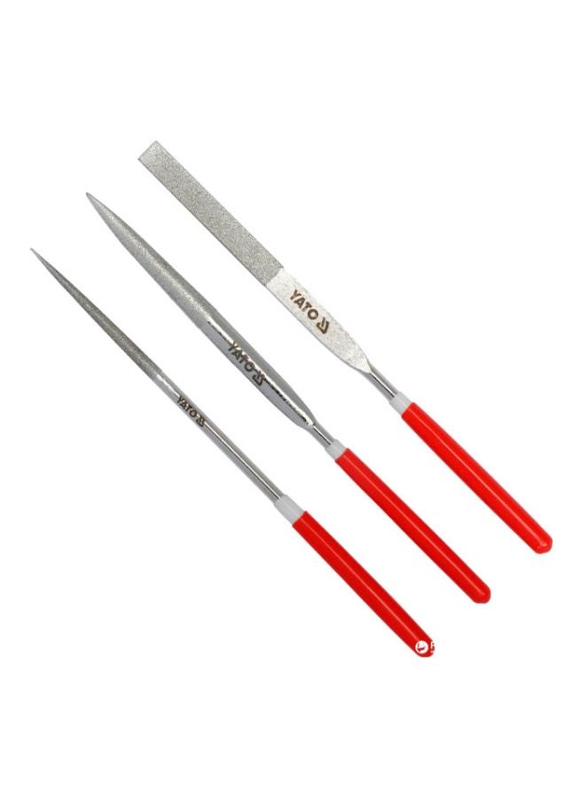 Yato 3-Piece Diamond Needle File Set 4X160X50mm YT-6150 Silver/Red 4x160mm  - Image 2