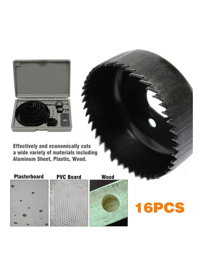 16-Piece Woodworking Wood Drills Tapper Hole Saw Set Black - Image 4