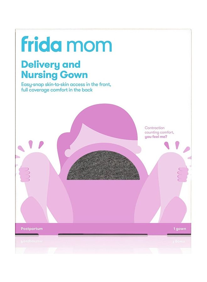 frida mom - Delivery & Nursing Gown Grey - Image 1