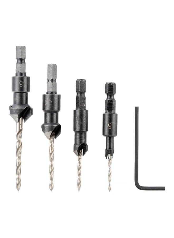 Generic 4-Piece Professional Countersink Drill Bit Set Black/Silver  - Image 1