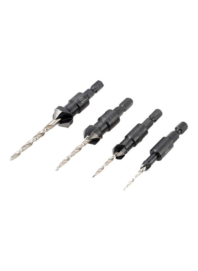 Generic 4-Piece Professional Countersink Drill Bit Set Black/Silver  - Image 3
