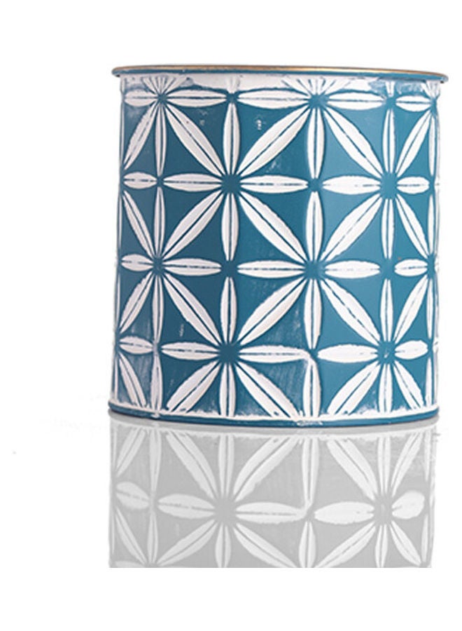 زهر أصيص زهور دائري جميل أزرق/ أبيض 16x16x16سم