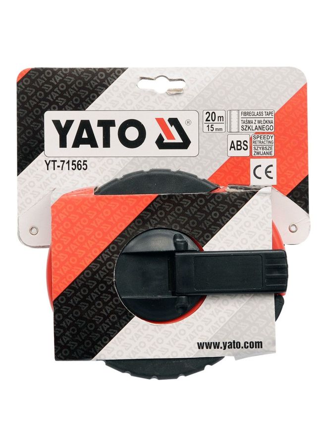 Yato Measuring Tape Fibre Glass Blade 20Mx13mm ABS case Hanger Card YT-71565 Orange/Black  - Image 2