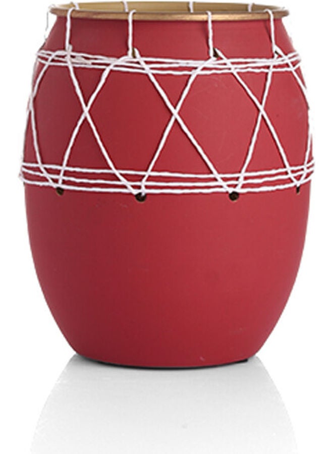 زهر مزهرية دائرية جذابة أحمر 17.5x11سم