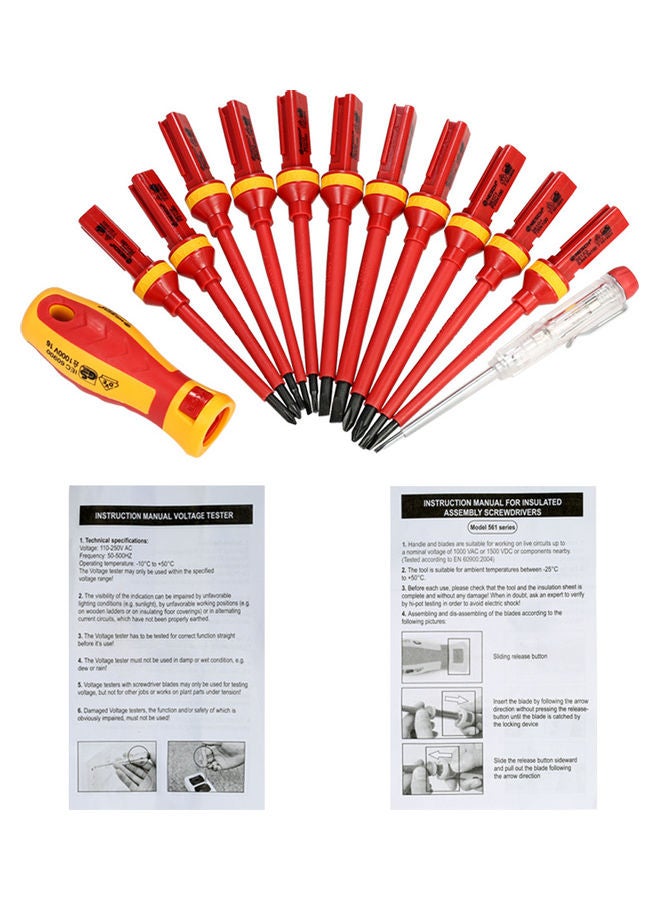 13-Piece Changeable Insulated Screwdrivers Set Red - Image 4