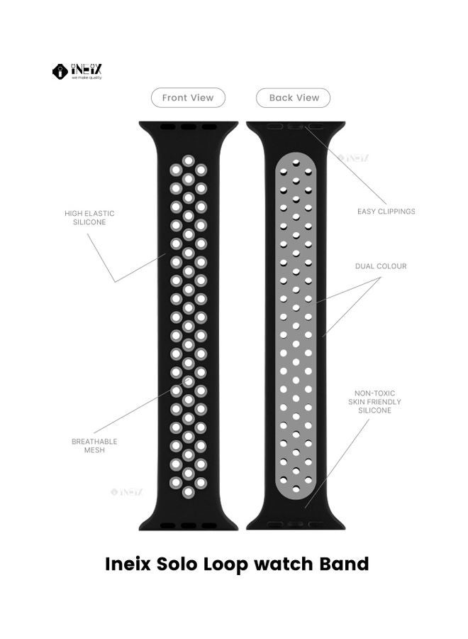 INEIX Replacement Strap Band for Apple Watch 42/44 mm Black/Grey  - Image 2
