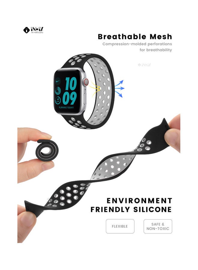 INEIX Replacement Strap Band for Apple Watch 42/44 mm Black/Grey  - Image 4