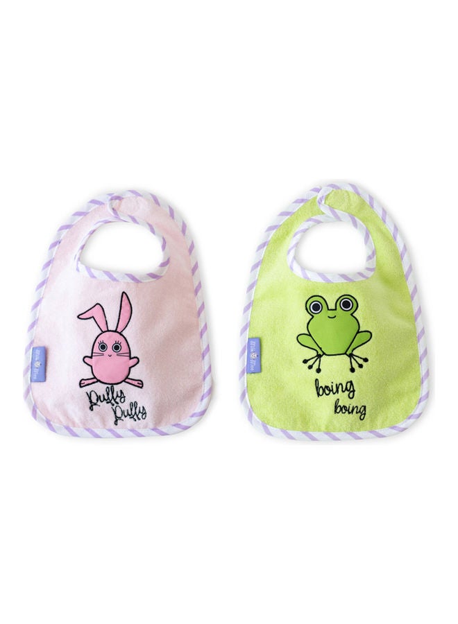 Milk & Moo 2-Piece Chancin Rabbit And Cacha Frog Baby Muslin Bibs  - Image 1