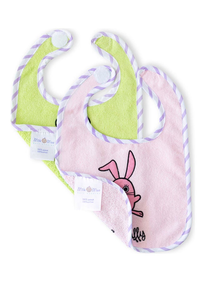 Milk & Moo 2-Piece Chancin Rabbit And Cacha Frog Baby Muslin Bibs  - Image 2