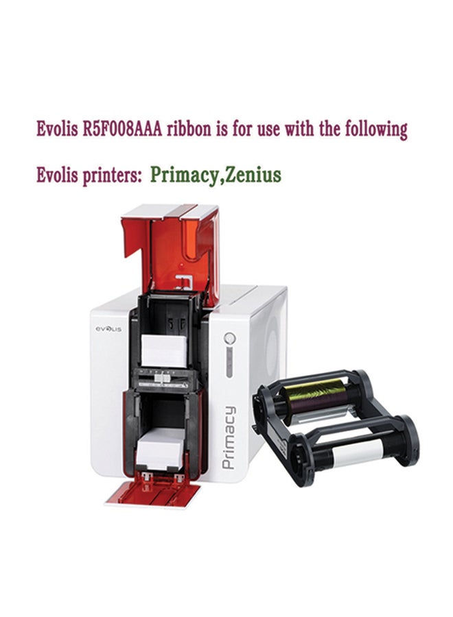 evolis Zenius YMCKO Colour Printer Ribbon 200 Prints White  - Image 3