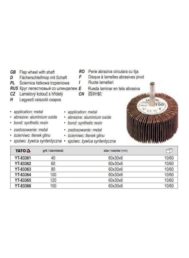 Yato - Flap Wheel With Shaft 60x30x6mm Grit:150 Brown Color YT-83366 Brown/Silver 60x30x6mm - Image 1