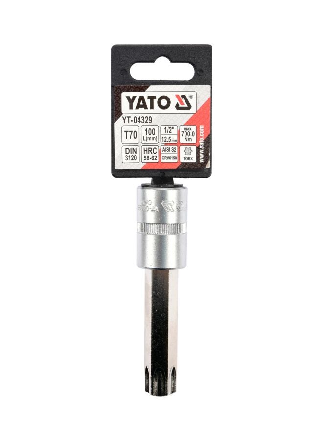 Yato Socket Bit 1/2-Inch Torx T70 L=100mm YT-04329 Silver/Black - Image 2