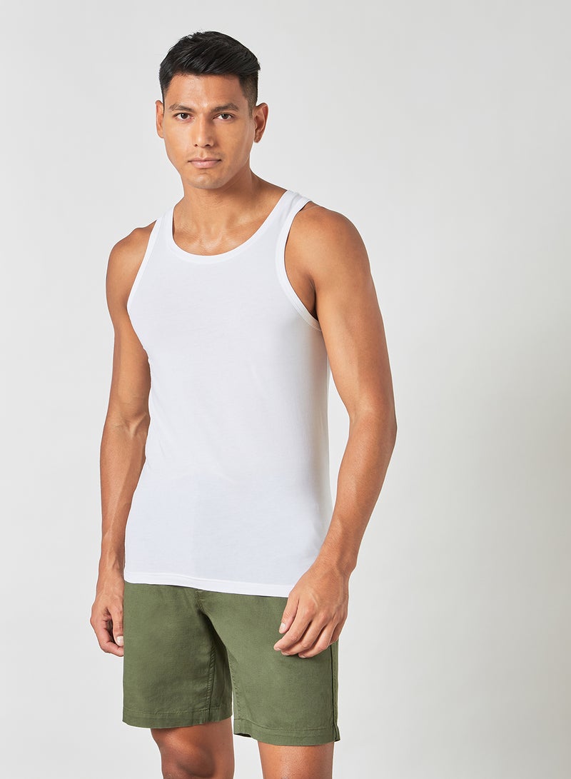 Hom Round Neck Vest White  - Image 1