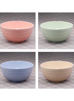 Generic 4-Piece Wheat Straw Fiber Lightweight Bowl Multicolour 15x8x15cm  - Image 3