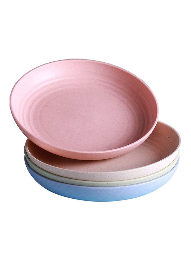 Generic - 4-Piece Unbreakable Lightweight Wheat Straw Plates Perfect For Dinner Dishes, Healthy for Kids Children Toddler And Adult, BPA Free Multicolour 20.5x5x20.5cm - Image 1