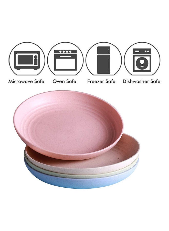 Generic - 4-Piece Unbreakable Lightweight Wheat Straw Plates Perfect For Dinner Dishes, Healthy for Kids Children Toddler And Adult, BPA Free Multicolour 20.5x5x20.5cm - Image 1