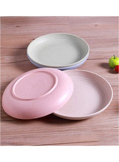Generic 4-Piece Unbreakable Lightweight Wheat Straw Plates Perfect For Dinner Dishes, Healthy for Kids Children Toddler And Adult, BPA Free Multicolour 20.5x5x20.5cm  - Image 4