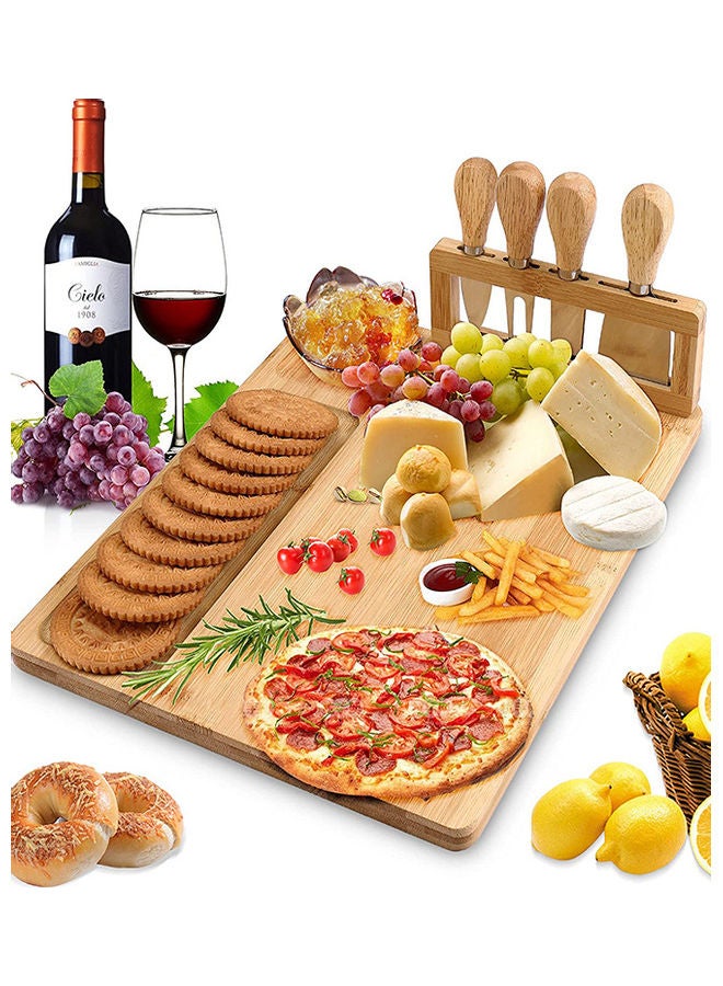 Generic - Bamboo Cheese Board And Knife Set Brown/Silver 14x11x0.6inch - Image 1