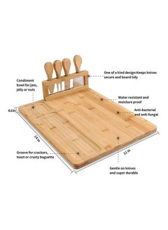 Generic Bamboo Cheese Board And Knife Set Brown/Silver 14x11x0.6inch  - Image 2