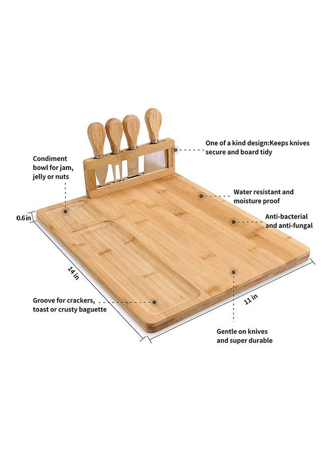 Generic - Bamboo Cheese Board And Knife Set Brown/Silver 14x11x0.6inch - Image 1