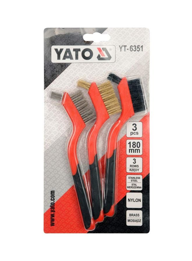 Yato 3-Piece Wire Brush Set Orange/Black/Brown - Image 2