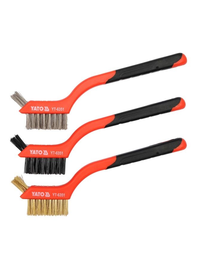 Yato 3-Piece Wire Brush Set Orange/Black/Brown - Image 1