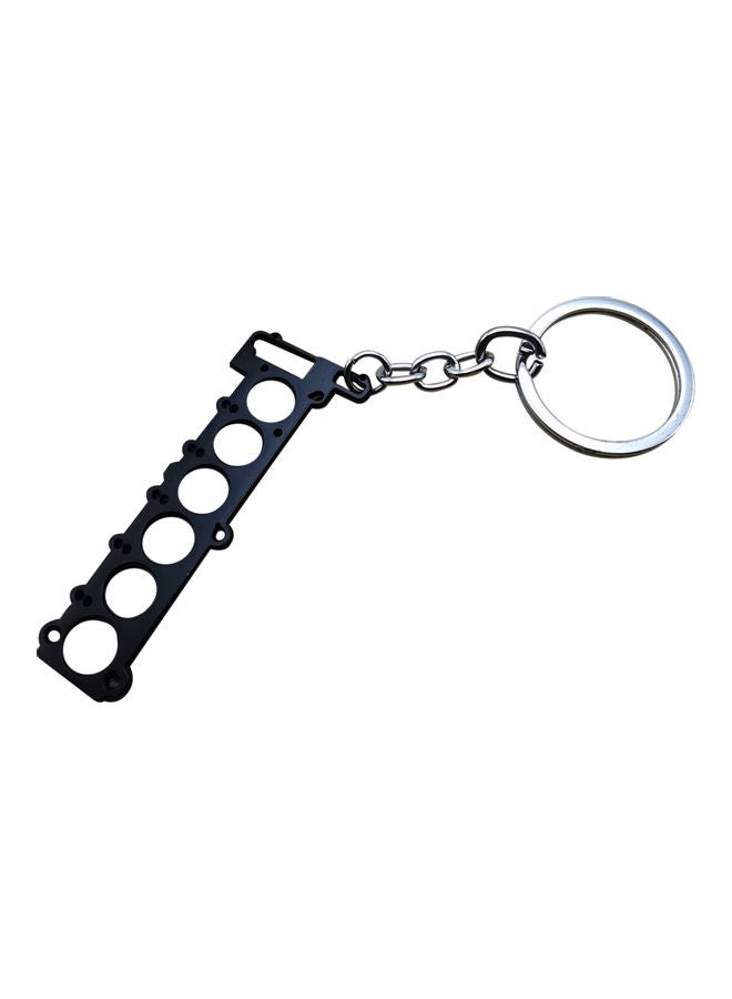 Generic 6 Cylinder Head Engine Key Chain Black/Silver  - Image 2