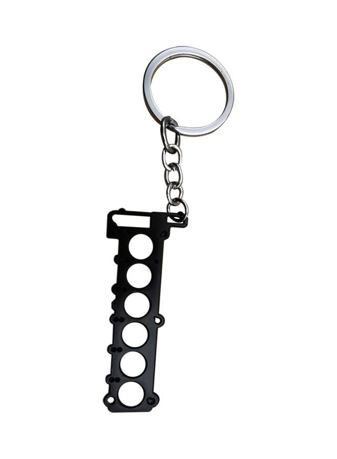 Generic 6 Cylinder Head Engine Key Chain Black/Silver  - Image 3