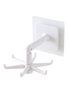 fashionhome Wall Mounted Dual Rotating Hook White 7 x 2.5 x 7.5cm  - Image 1
