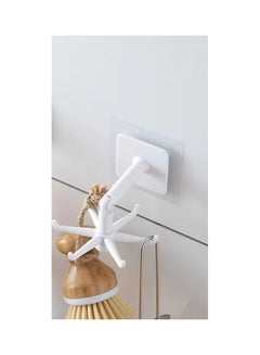 fashionhome Wall Mounted Dual Rotating Hook White 7 x 2.5 x 7.5cm  - Image 2