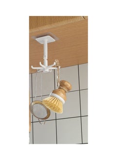 fashionhome Wall Mounted Dual Rotating Hook White 7 x 2.5 x 7.5cm  - Image 3