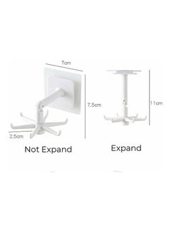 fashionhome Wall Mounted Dual Rotating Hook White 7 x 2.5 x 7.5cm  - Image 4
