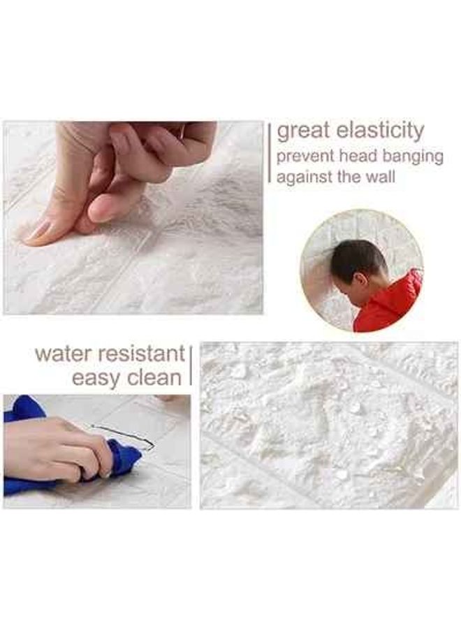 fashionhome 10 Pieces Decorative 3D Brick Wall Sticker White 70x77x1cm  - Image 3