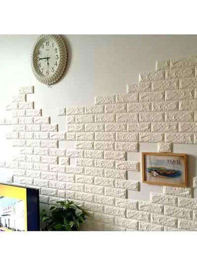fashionhome 10 Pieces Decorative 3D Brick Wall Sticker White 70x77x1cm  - Image 4