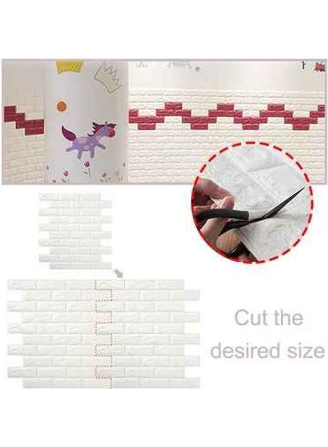 fashionhome 10 Pieces Decorative 3D Brick Wall Sticker White 70x77x1cm  - Image 5
