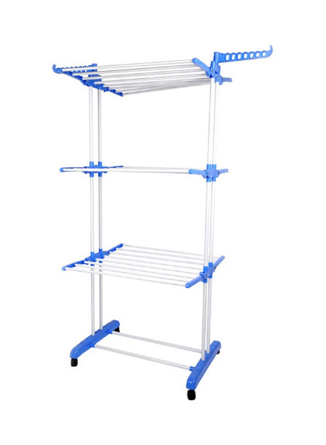fashionhome Multi Layer Clothes Organizer Drying Rack White/Blue 68 x 54 x 168cm - Image 1