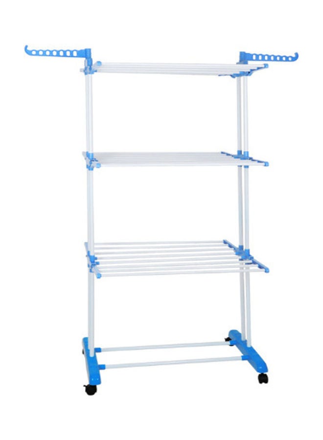 fashionhome Multi Layer Clothes Organizer Drying Rack White/Blue 68 x 54 x 168cm - Image 2