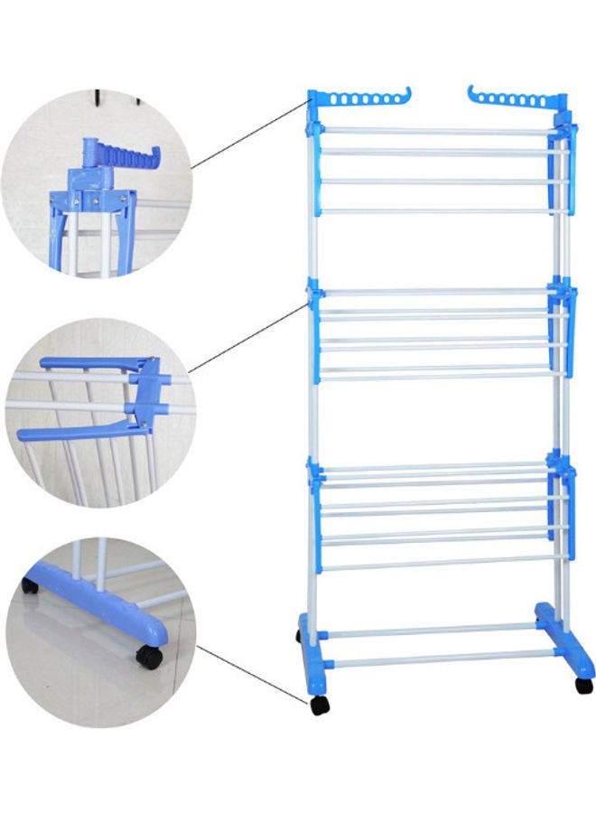fashionhome Multi Layer Clothes Organizer Drying Rack White/Blue 68 x 54 x 168cm - Image 3