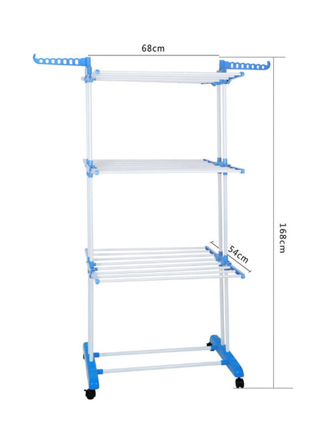 fashionhome Multi Layer Clothes Organizer Drying Rack White/Blue 68 x 54 x 168cm - Image 5