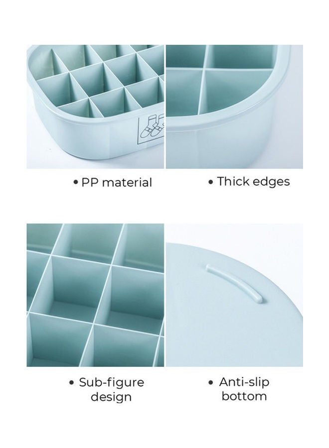 fashionhome 15-Grid Separated And Covered Socks Storage Box Light Blue 31 x 24.5 x 8cm  - Image 2