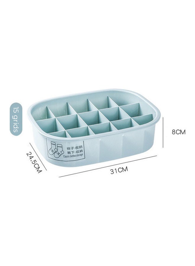 fashionhome 15-Grid Separated And Covered Socks Storage Box Light Blue 31 x 24.5 x 8cm  - Image 3