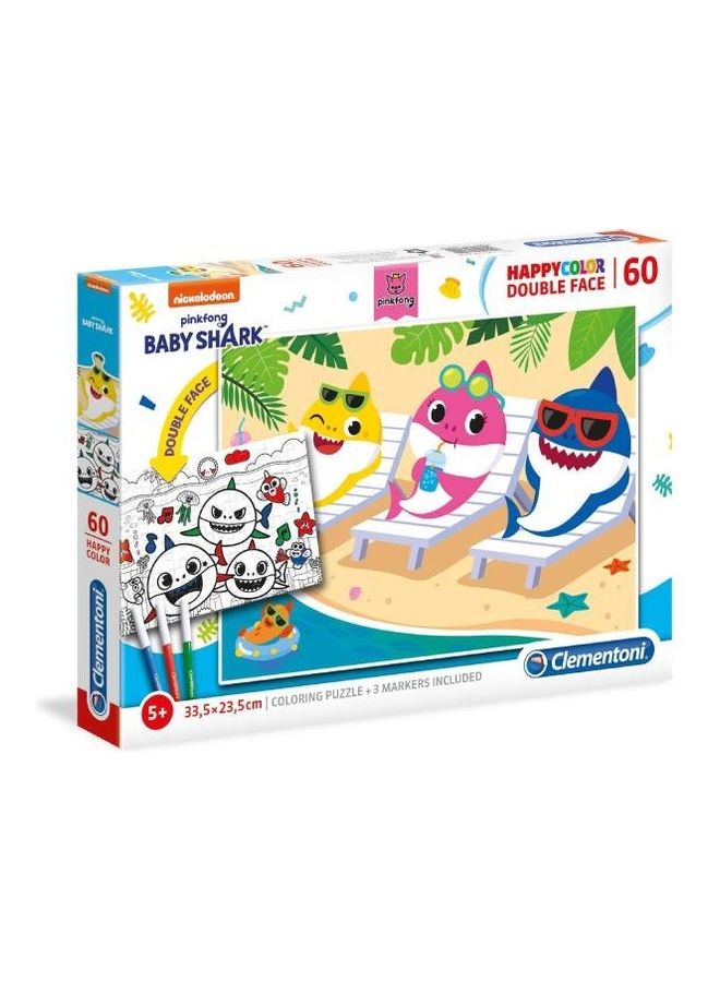 Clementoni 60-Piece Baby Shark Double Face Colouring Puzzles Set - Image 1