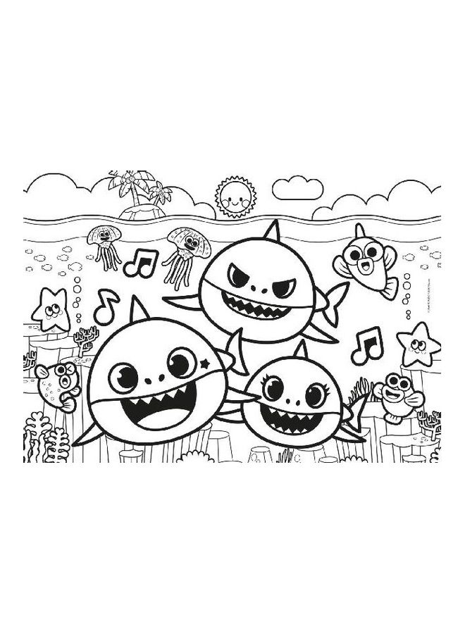 Clementoni 60-Piece Baby Shark Double Face Colouring Puzzles Set - Image 4