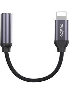 Audio Cable AUX 3.5MM Lightning To Headphone Adapter Black